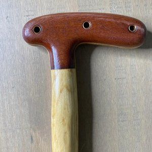Two Tone Color T-Handle Wood Walking Cane - Rubber Tip - Length 36"